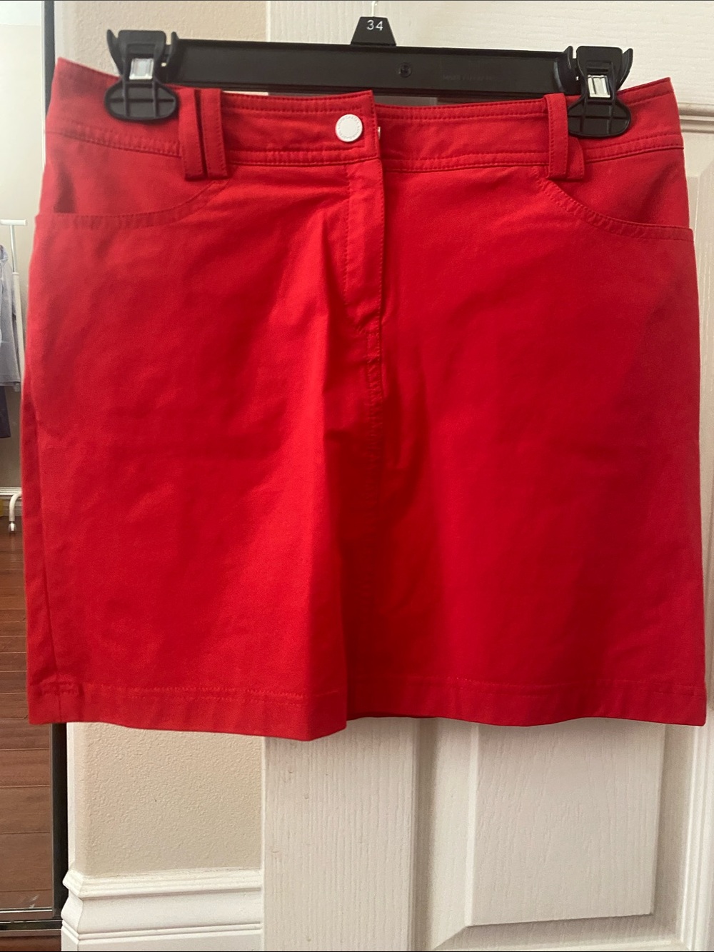 Women's Red Cotton Skort - Tailored Everyday Style